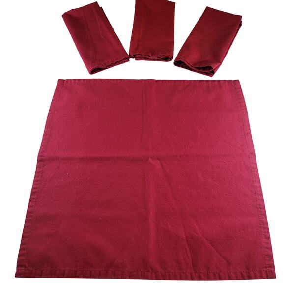 Set of 4 Red Cloth Napkins 17"x17" Solid Color Cotton Blend Dinner Table - Picture 5 of 7